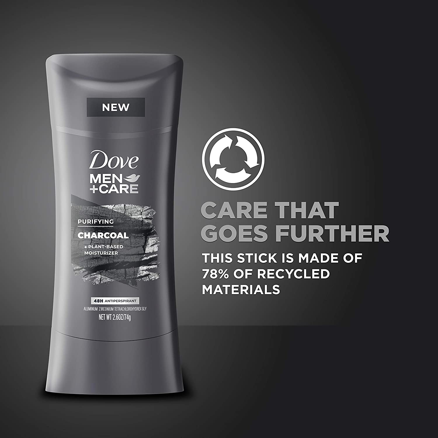 DOVE MEN + CARE Antiperspirant Deodorant Charcoal Natural Inspired Deodorant for Men, 2.6 Ounce (Pack of 4) - Image 6